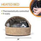 K&H Pet Products Thermo-Kitty Bed Deluxe Indoor Heated Cat Bed Tan/Leopard La...