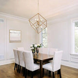 classy leaves Gold Chandelier Light Fixture, 6-Light Modern Gold Lantern Pend...