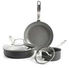 GreenPan Chatham Hard Anodized 5 Piece Cookware Pots and Pans Set, Gray