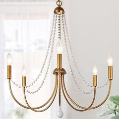 KSANA Antique Brushed Gold Chandeliers, Modern 5-Light Dining Room Chandelier...