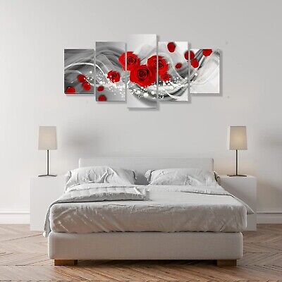 Red Rose Canvas Pictures Wall D&#233;cor for Living Room Bedroom Black and White