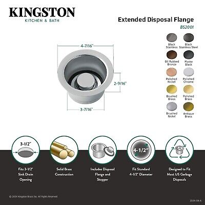 Kingston Brass BS2002 Made to Match Extended Disposal Flange, Polished Brass,...