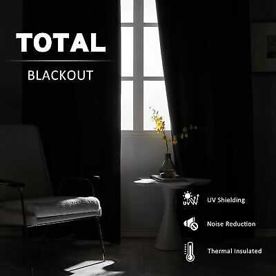 Total Blackout Extra Long Curtains 1 Panel, Faux Linen 132 Inches Long 2 Stor...