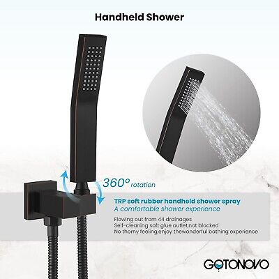 gotonovo Rainfall Bathroom Shower System Rain Shower Head and Handle Set Wall...