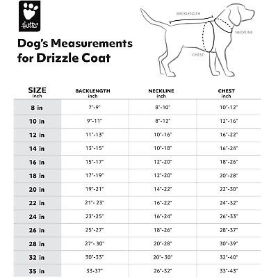 Hurtta Drizzle Coat, Dog Raincoat, Raven, 20 in 1