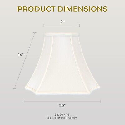 Royal Designs Square Inverted Cut Corner Basic Lamp Shade, White, 9 x 20 x 14