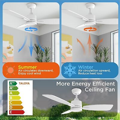 TALOYA 42 Inch Remote Control Ceiling Fan with LED Light, Quiet Reversible 6 ...