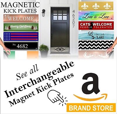 | Door Kick Plate - Anodized Aluminum - Satin Nickel Finish - Magnetic Mount ...