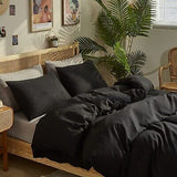 CLOTHKNOW Black California King Comforter Set 3Pcs All Black Bedding Comforte...