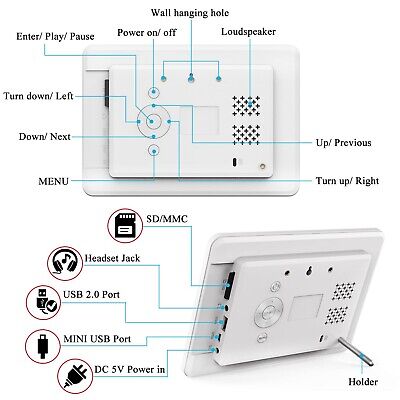 1920x1080 8 Inch Digital Picture Frame 16:9 IPS Screen, Photo Auto-Rotate, Au...