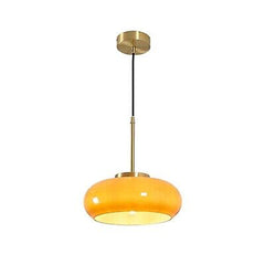 Orange Pendant Light Glass Hanging Lamp Gold 1-Light Kitchen Island Pendant L...