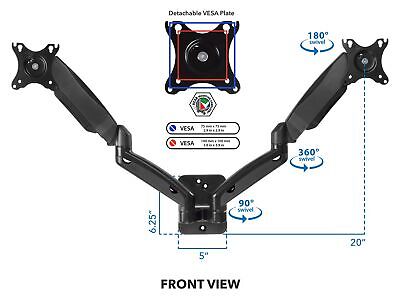 Mount-It! Dual Monitor Wall Mount - 2 Monitor Wall Mount Arms - Full Motion A...