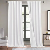 KGORGE White Faux Linen Curtains 96 inches Long, Pinch Pleated Thick Linen We...