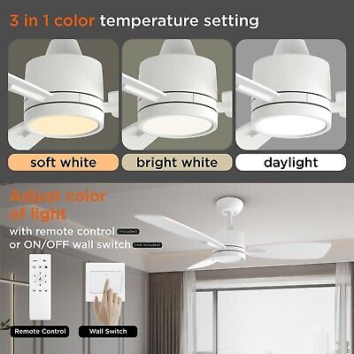 TALOYA 42 Inch Remote Control Ceiling Fan with LED Light, Quiet Reversible 6 ...