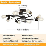 Modern Sputnik Ceiling Light Fixture 8 Light Black Industrial Chandeliers, Se...