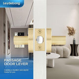 Leydebong 4 Pack Satin Brass Door Handles, Door Knobs Interior in Gold Finish...