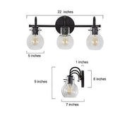 KSANA Black Bathroom Light Fixtures, 3-Light Modern Farmhouse Black Vanity Li...