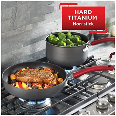 T-fal Ultimate Hard Anodized Nonstick Cookware Set 12 Piece 12-Piece, Red