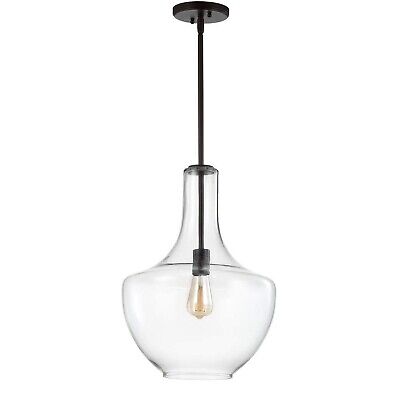 JONATHAN Y JYL6401B Watts 13.25" Glass/Metal LED Pendant Farmhouse Contempora...