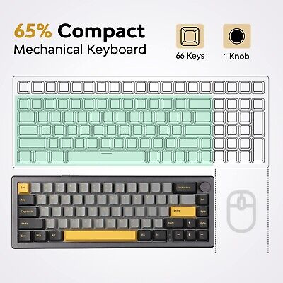 EPOMAKER EK68 65% Wireless Gaming Keyboard, Hot Swappable Gasket Mechanical K...