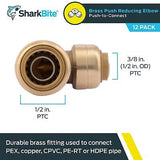 SharkBite 1/2 Inch x 3/8 Inch 90 Degree Reducing Elbow, Pack of 12, Push to C...