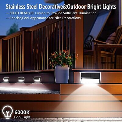 Solar Outdoor Deck Lights: 10Pack 30LED Fence Solar Step Outside Lights Water...