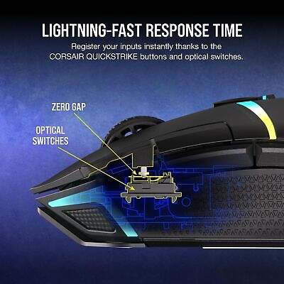 Corsair NIGHTSABRE RGB Wireless Gaming Mouse for FPS, MOBA - 26,000 DPI - 11 ...