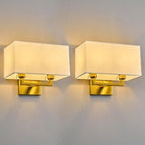 Gold Wall Sconces Set of Two Modern LED 2 Light Bedside Reading Wall Light Fi...