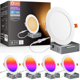 Lumary 4 Pack 6 Inch Ultra-Thin Smart WiFi Recessed 6inch-4pack, White