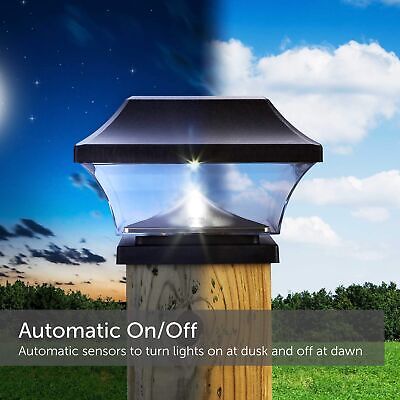 Noma Solar Post Lights | Waterproof Outdoor Cap Lights for 4 x 4 Wooden, Deck...