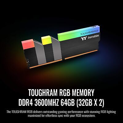 Thermaltake TOUGHRAM RGB 64GB (2x32GB) DDR4 3600MHz C18 1.35V DIMM Desktop Ga...