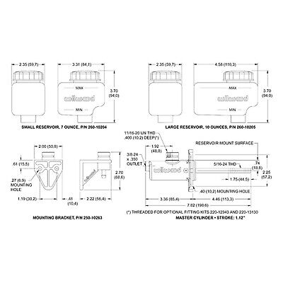 Wilwood 260-13619 Master Cylinder (Compact Remote Flange Mount ; Banjo W/Rese...