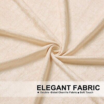 ELKCA Thick Chenille Window Curtains Valance for Living Room Beige Valance wi...