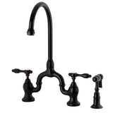 Kingston Brass KS7795TALBS Tudor Bridge Kitchen Faucet, Oil Rubbed Bronze, 13...