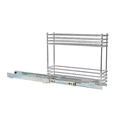 Household Essentials Narrow Sliding Cabinet Organizer, Two Tier 5", Chrome