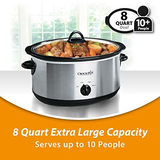 Crock-Pot Large 8 Quart Oval Manual Slow Cooker, 8 QT, Stainless Steel