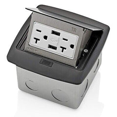 Leviton PFUS2-MB Pop-Up Floor Box with Dual Type A, 3.6 USB Charger, 20 Amp O...