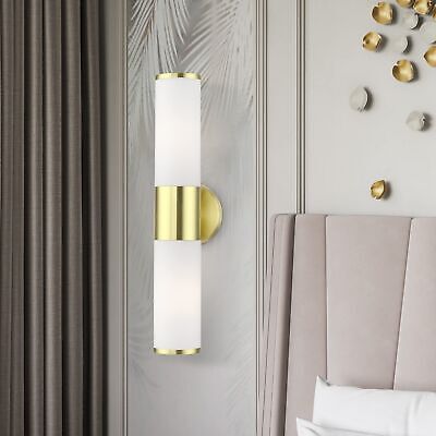 Livex Lighting 16562-12 Lindale 2 Light ADA Vanity Sconce, Satin Brass, 4.25 ...