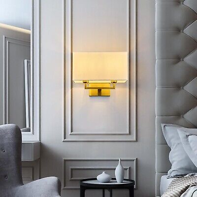 Gold Wall Sconces Set of Two Modern LED 2 Light Bedside Reading Wall Light Fi...