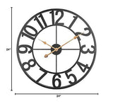 BEW 24 Inch Metal Clock, Large Cut-Out Farmhouse Decorative Wall Clock Batter...