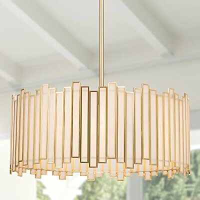 Durent Lighting Gold Drum Chandelier 4-Light Modern 4-Light,