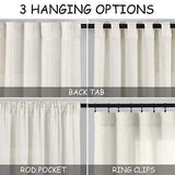 132 inch Curtains Extra Long 2 Panels Set Back Tab Neutral Farmhouse Drapes L...