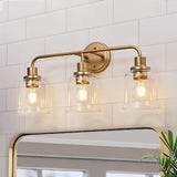 KSANA Gold Bathroom Vanity Light Fixtures with Clear Glass Shade, 3-Light Mod...