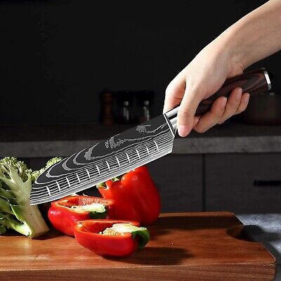 KEPEAK Kitchen Knife Set 5 piece, Chef Knife Santoku Cleaver Paring Knives Hi...