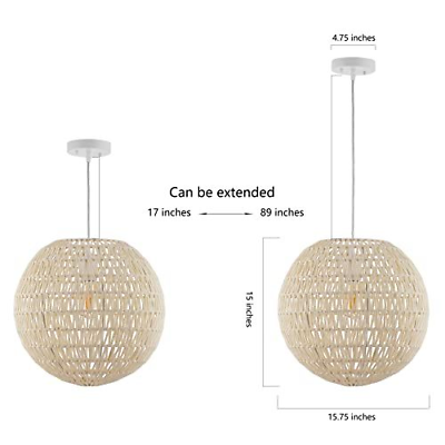 JONATHAN Y JYL6503B Luna 15.75" 1-Light Bohemian Modern Woven 15.75 in, Cream