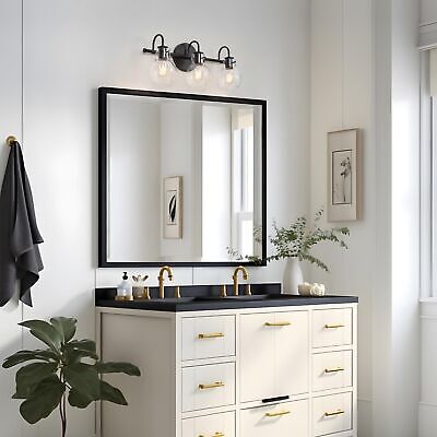 KSANA Black Bathroom Light Fixtures, 3-Light Modern Farmhouse Black Vanity Li...