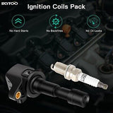 SCITOO 4 ignition coils with 4 iridium Spark Plugs for 2009 2010 2011 2012 20...