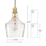 Hampton Hill Auburn Modern Glass Pendant Light Fixtures for 0, Gold/Clear