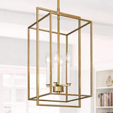 GEPOW Gold Chandelier, Modern 4-Light Foyer Chandeliers Linear Lighting