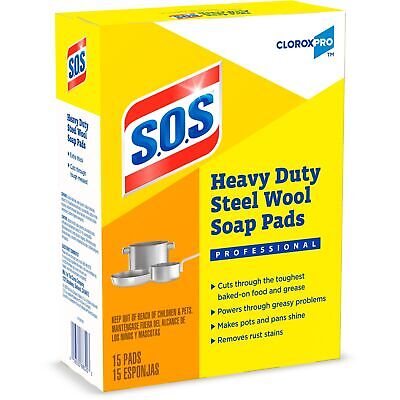 CloroxPro S.O.S Steel Wool Soap Pads, 15 Ct., Pack of 12 (Pack May Vary)